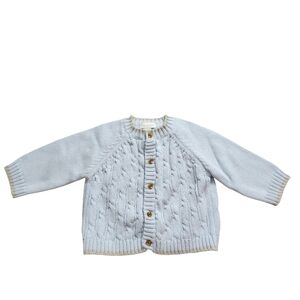 PIPER & POSIE cable‎ knit sweater cardigan in blue size 3-6M
